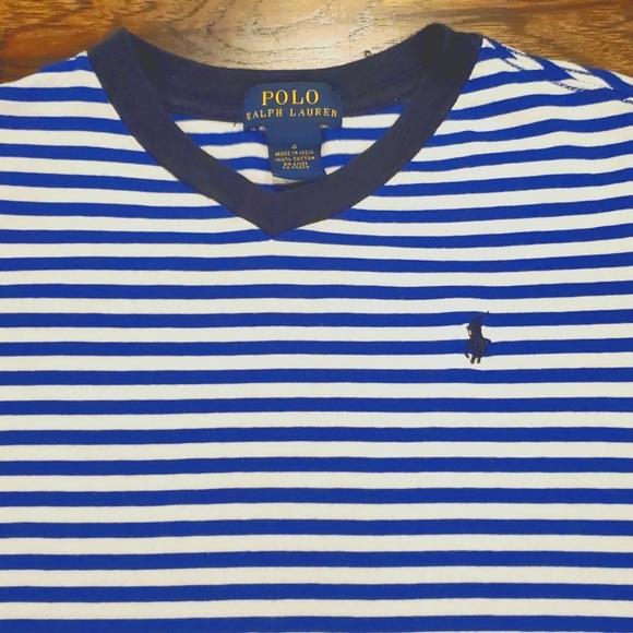 Boys Polo Ralph Lauren blue & white striped shirt size 4 - Picture 2 of 4